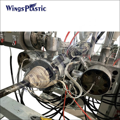 प्लास्टिक पीई दोहरी दीवार घुमावदार जल निकासी पाइप extruder मशीन 6-8m/Min